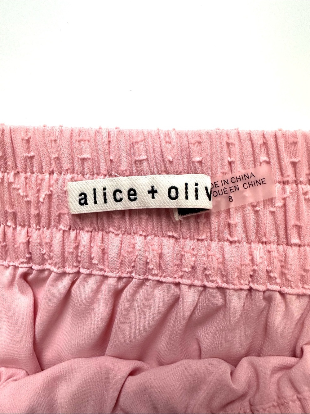 Alice + Olivia Vinita Drawstring Ruffle Panel Skirt - English Rose - Size 8 - Picture 3 of 5